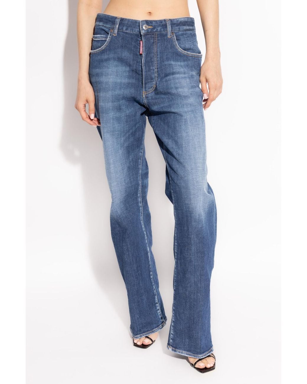 DSquared² Blue Logo Patch Flared Jeans