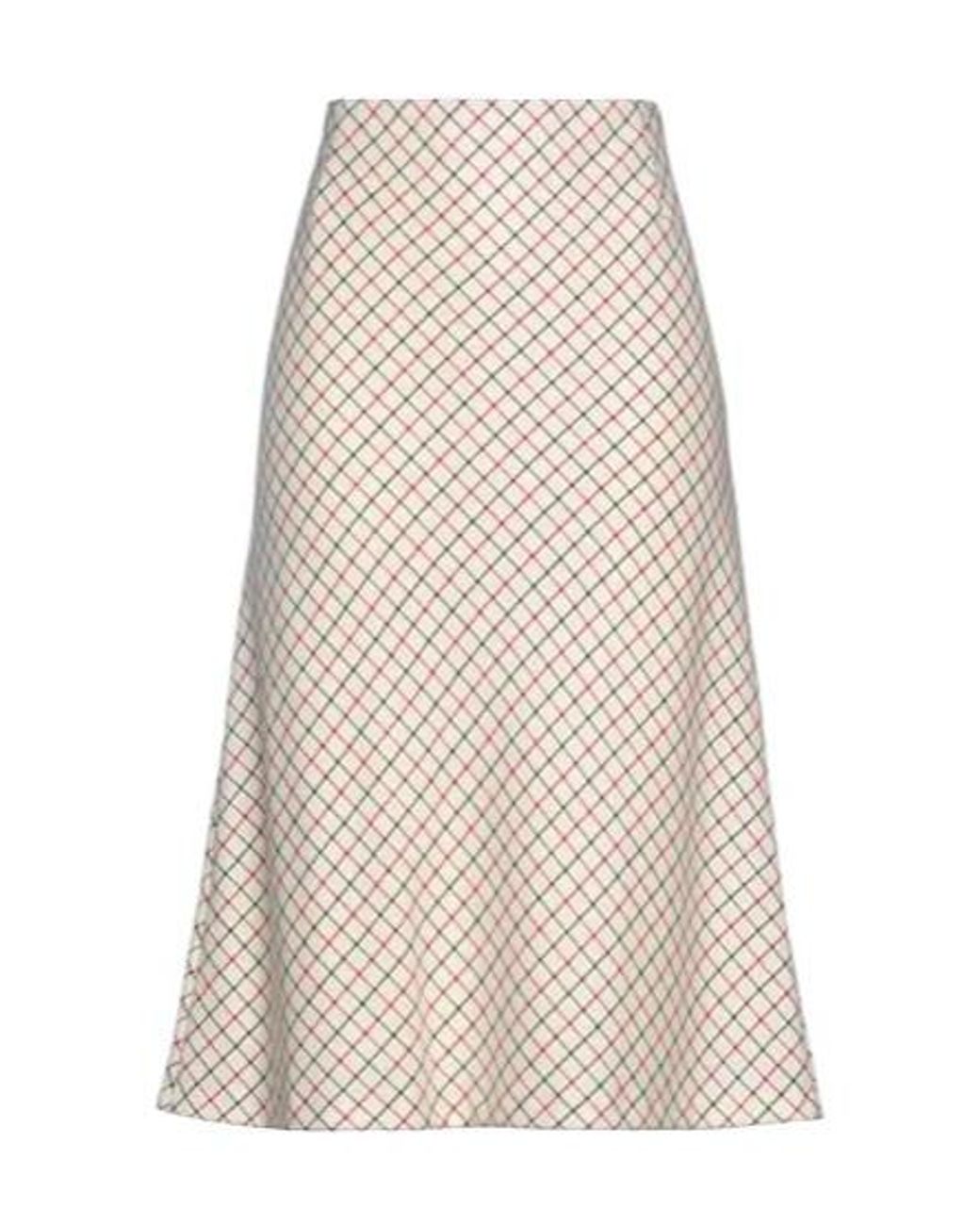Maison Margiela White Plaid Midi Skirt