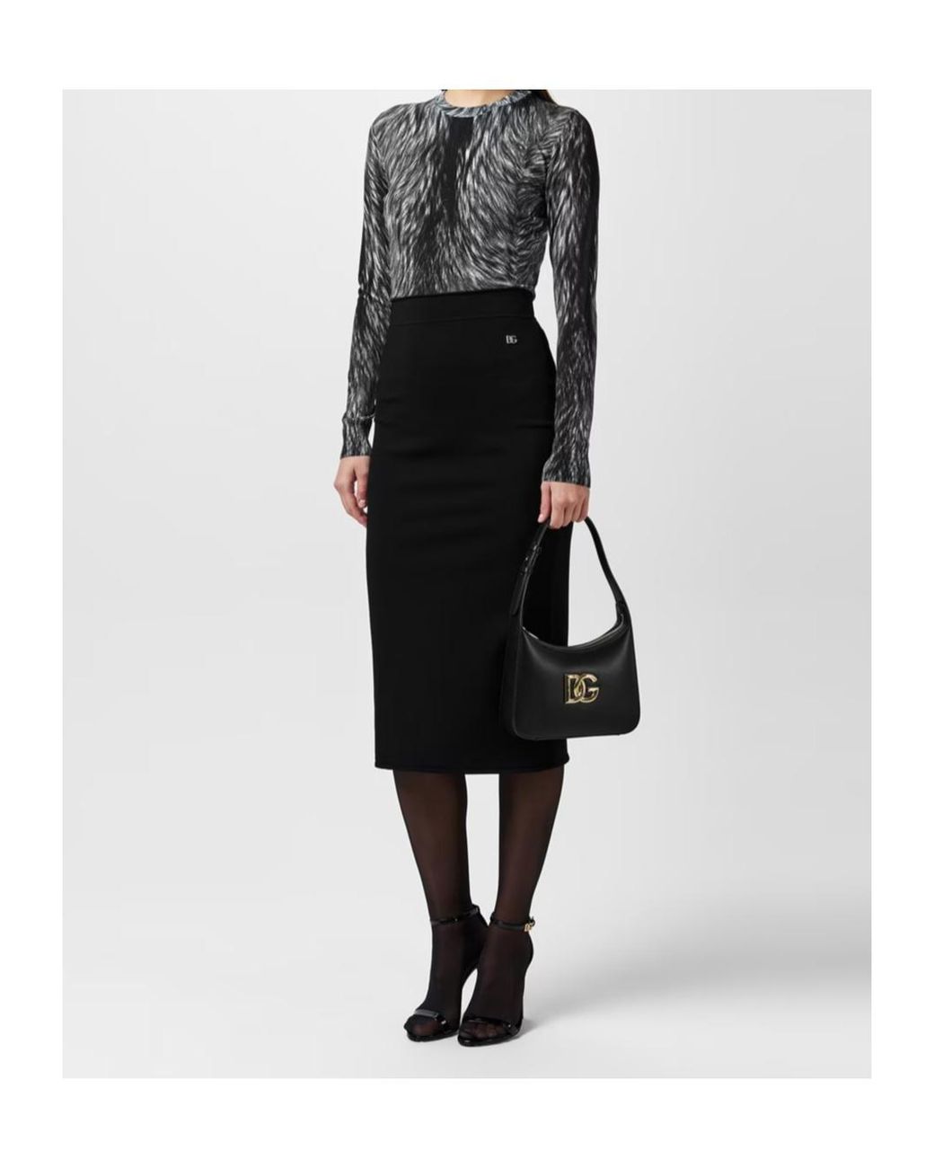Dolce & Gabbana Black Fur Print Knitwear