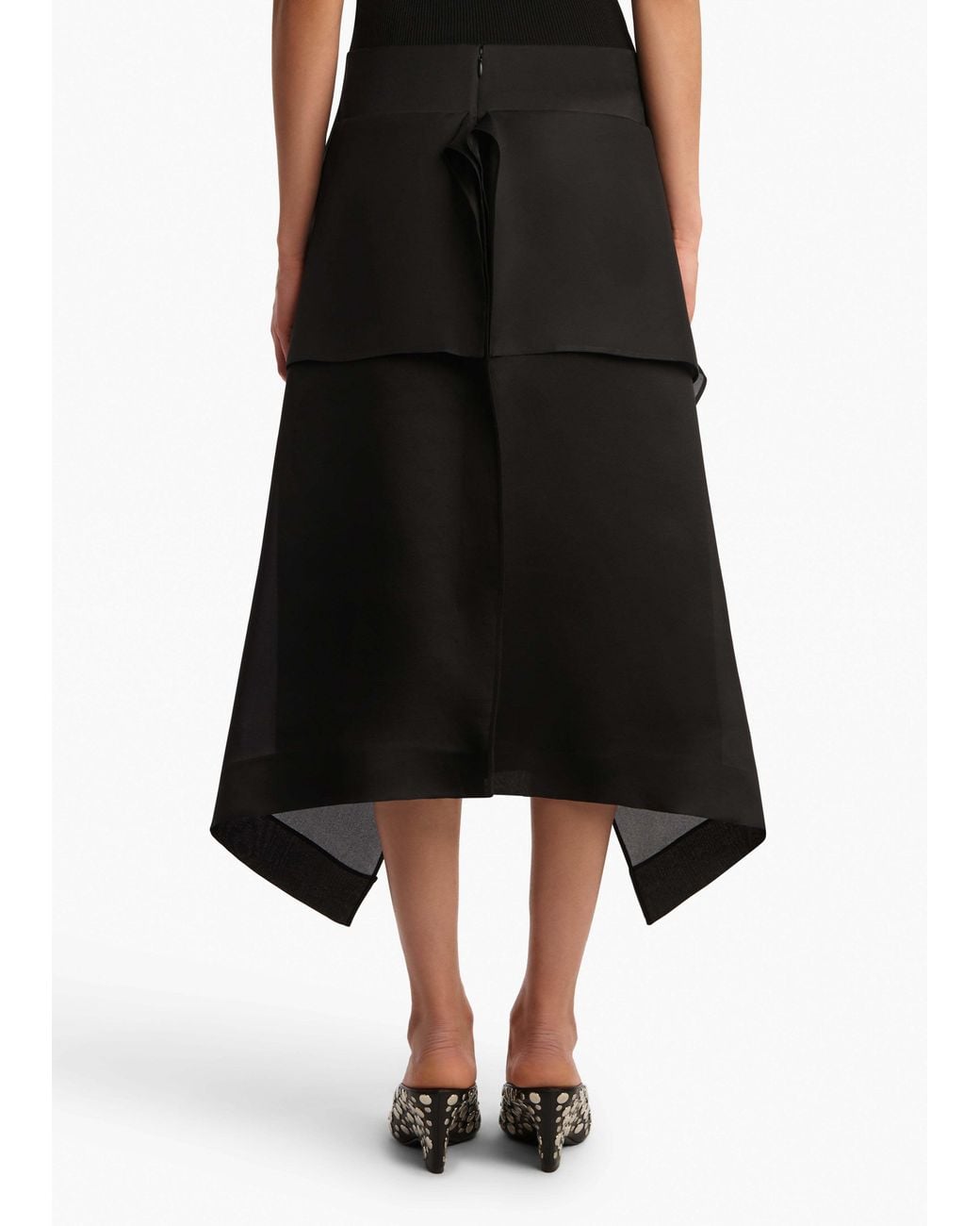Khaite Black Nina Ruffled Silk Skirt