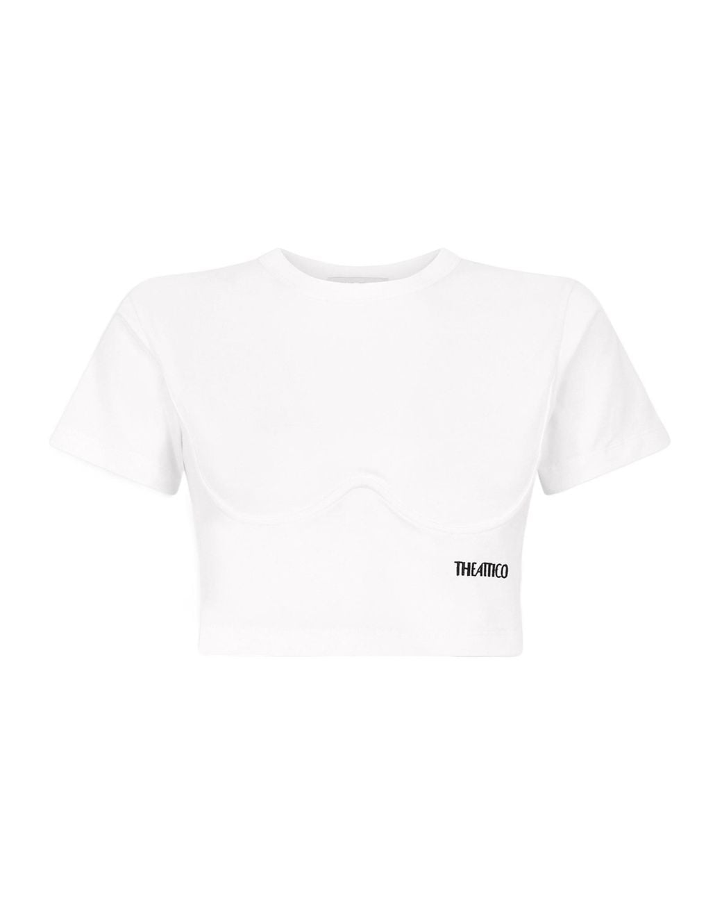 The Attico White The Contoured Hem Cropped T-Shirt