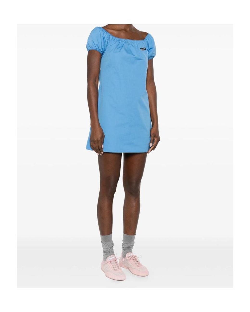 Miu Miu Blue Scoop Neck Mini Dress