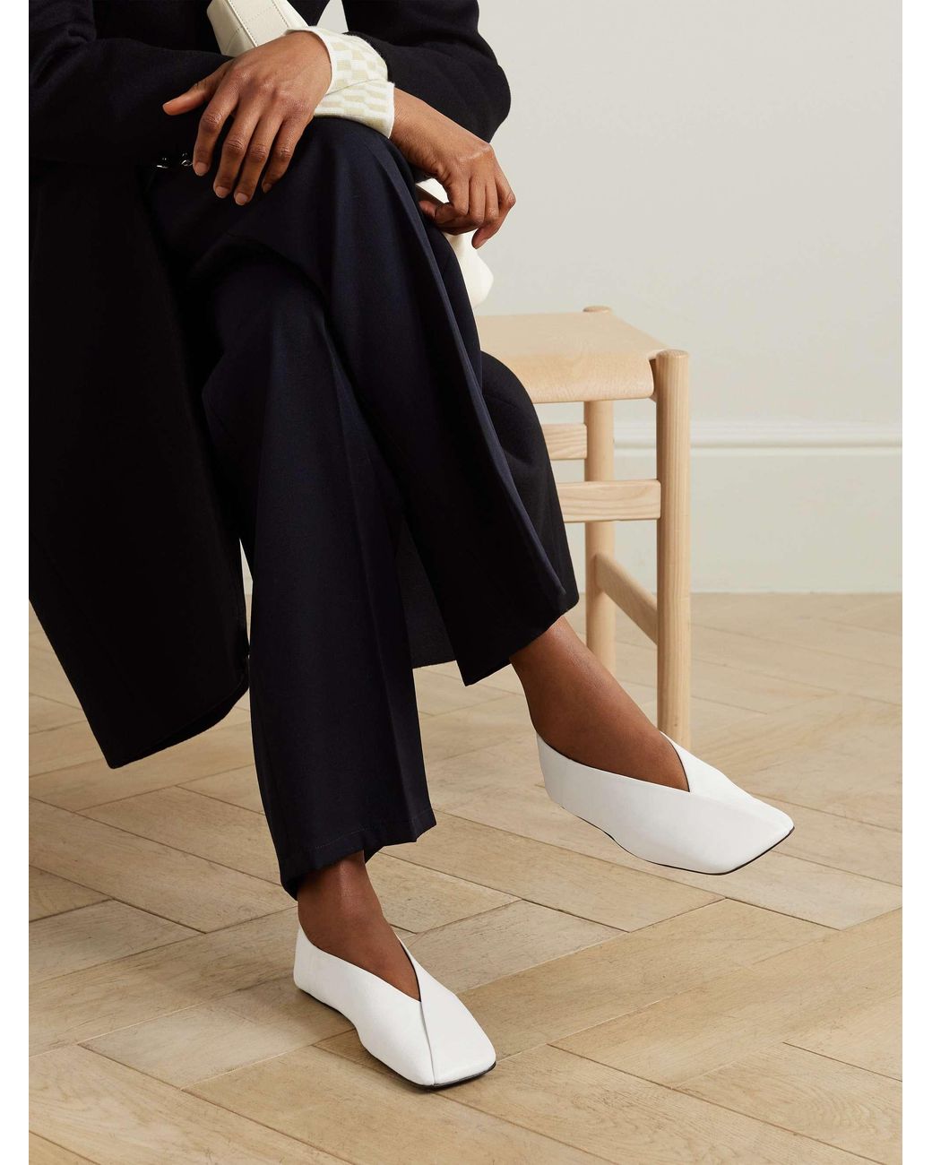 Jil Sander White Flat Ballet Shoes