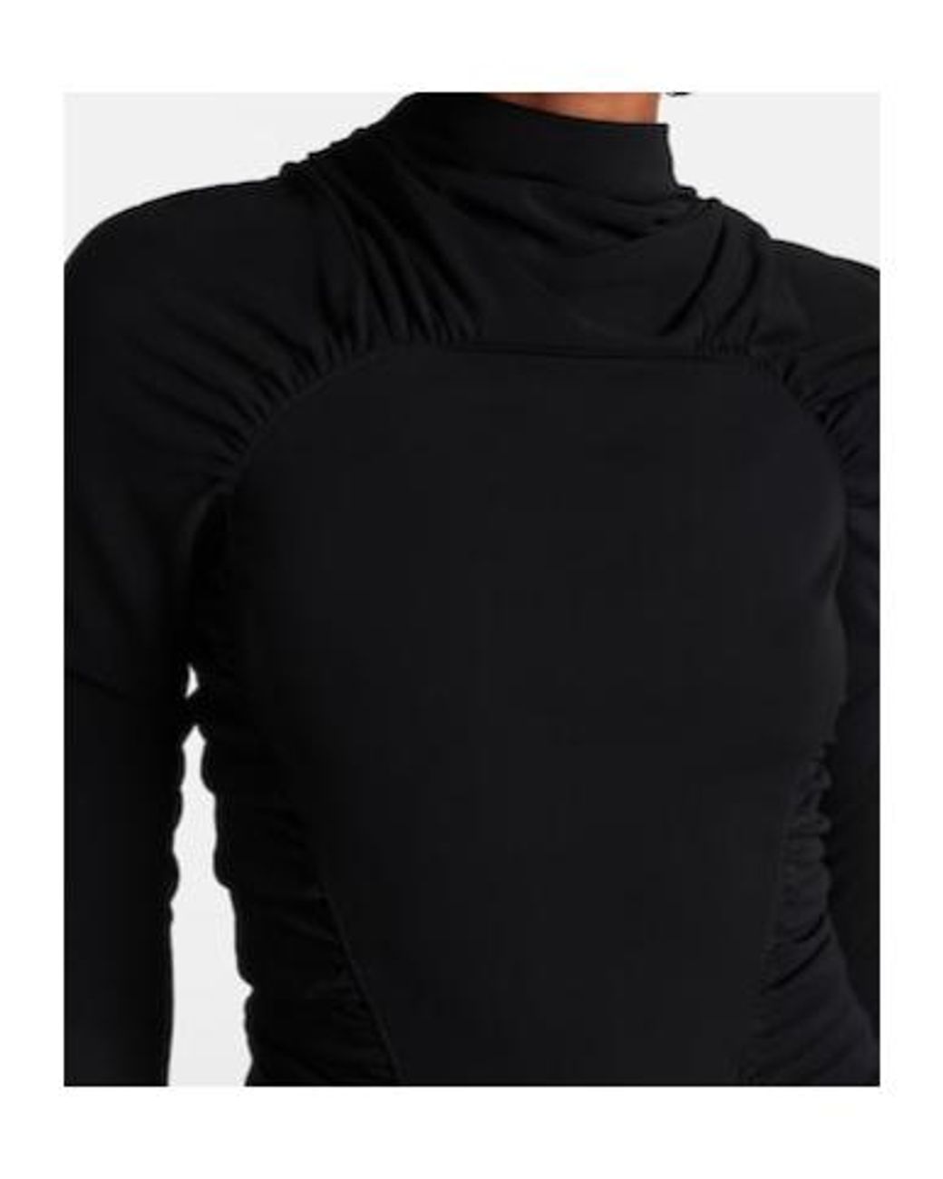 Victoria Beckham Black Gathered Asymmetric Jersey Midi Dress