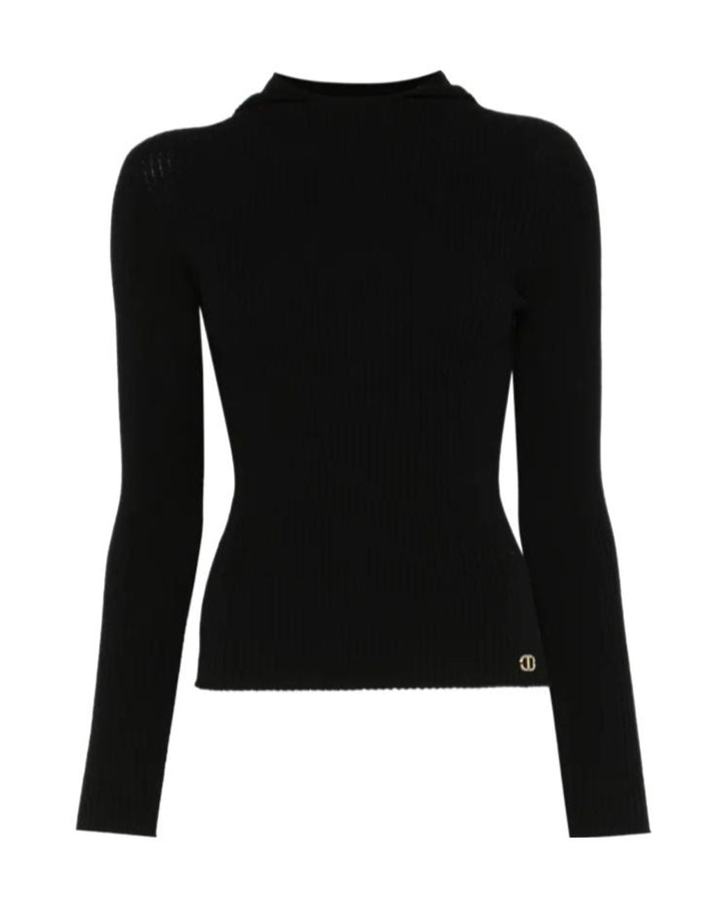 Twinset Black Ribbed Hoodie