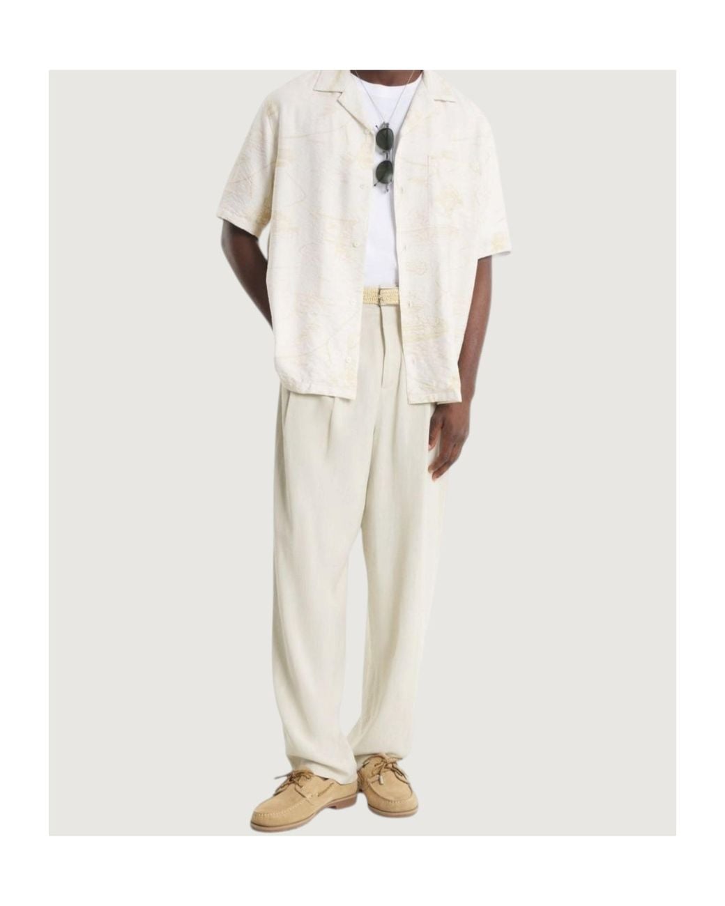 Maison Kitsuné White Maison Kitsuné Printed Camp-Collar Shirt for men