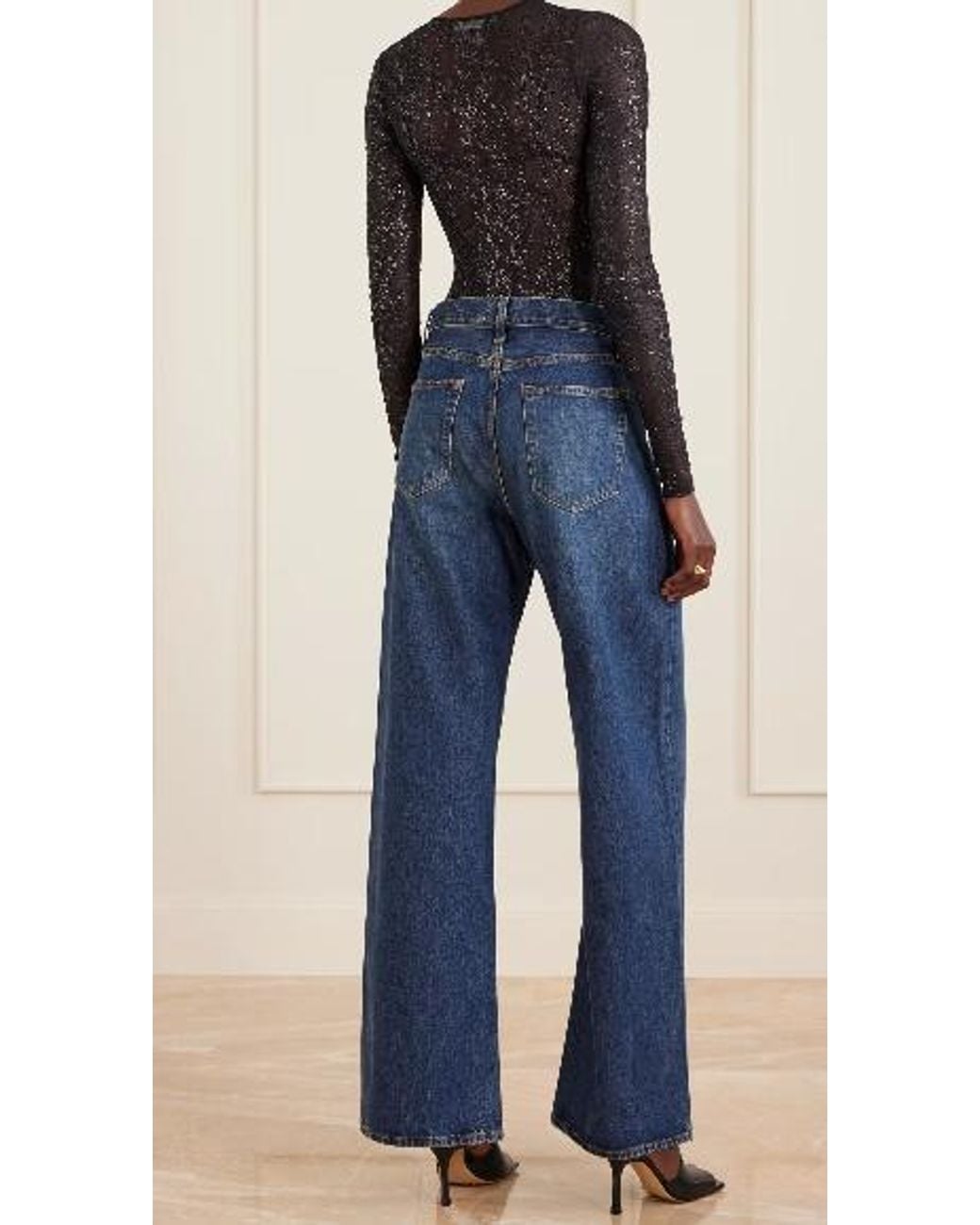 Wardrobe NYC Black Metallic Lace Bodysuit