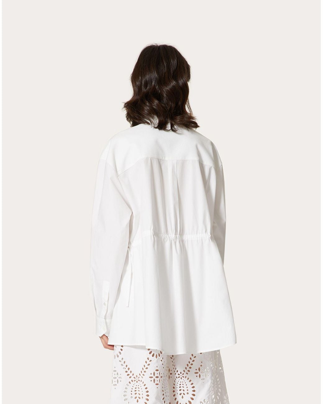 Valentino White Collarless Half-Button Shirt