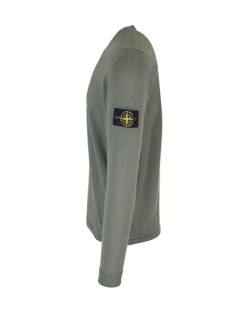 Stone Island Green Compass Patch Crewneck Knitted Jumper for men