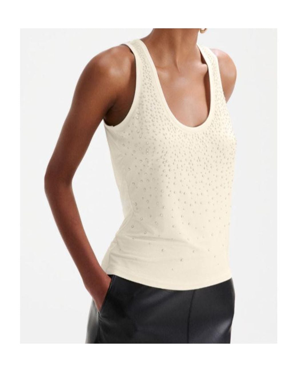 Marella Natural Bijou-Pearl Jersey Vest Top