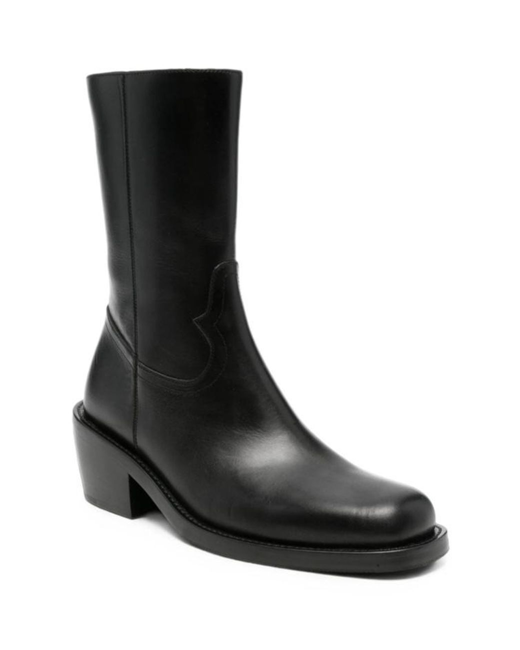 Dries Van Noten Black Round-Toe Short Boots for men