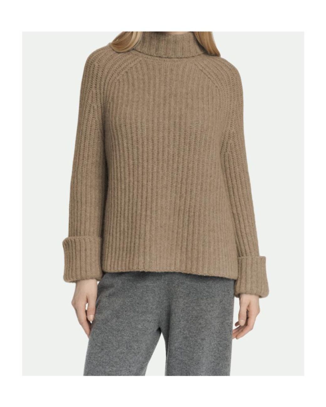 Malo Brown Ribbed Turtleneck Knitted Sweater