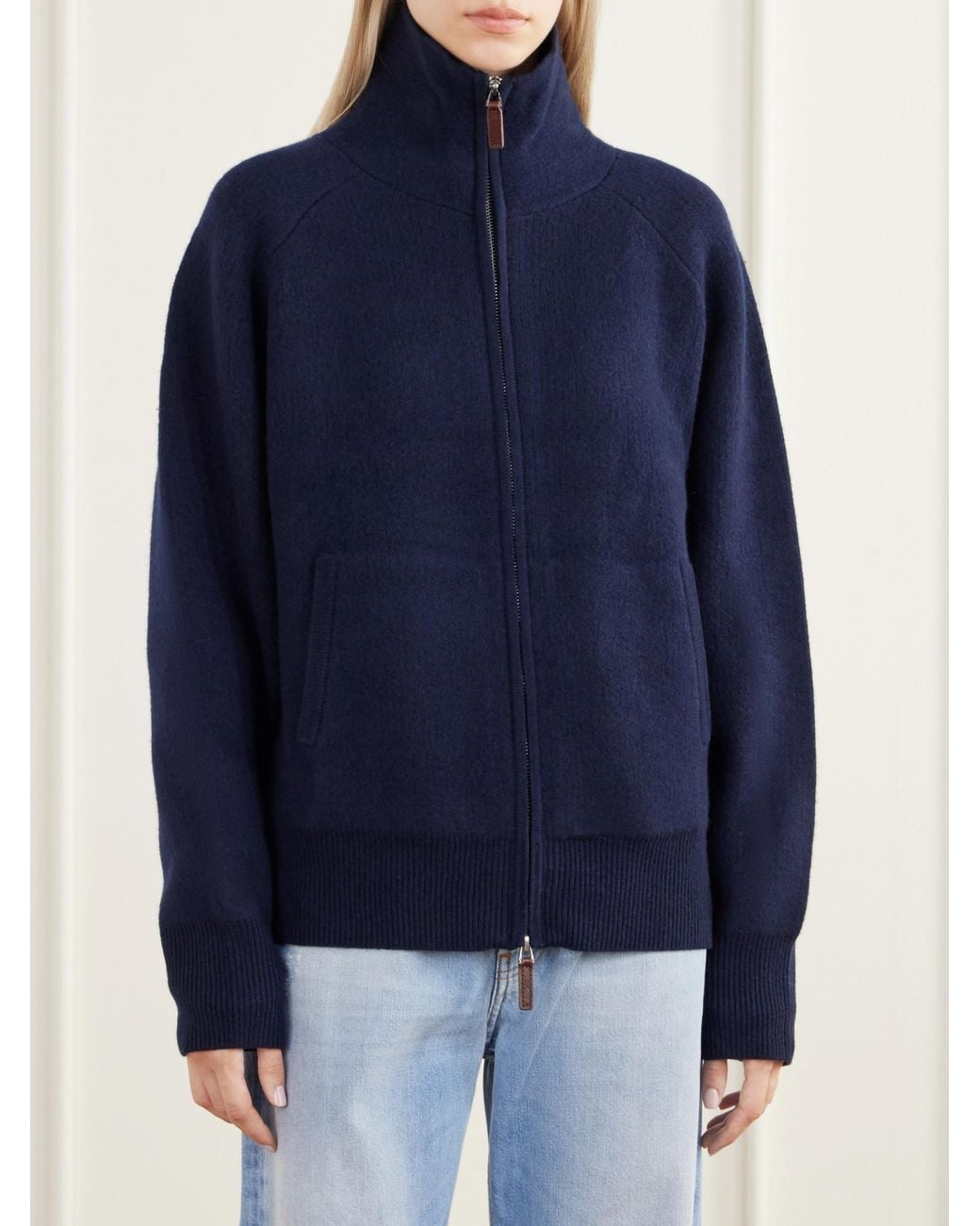 Guest In Residence Blue Rib-Trimmed Felted Jacket