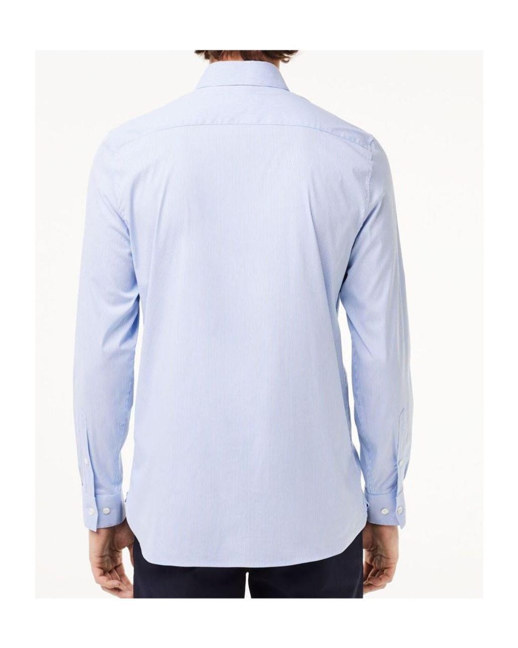 Lacoste Blue Slim Fit Striped Stretch Poplin Shirt for men
