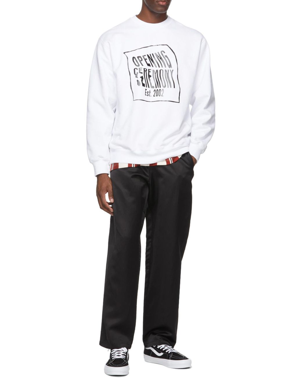 Opening Ceremony White Warped Logo Printed Sweatshirt for men
