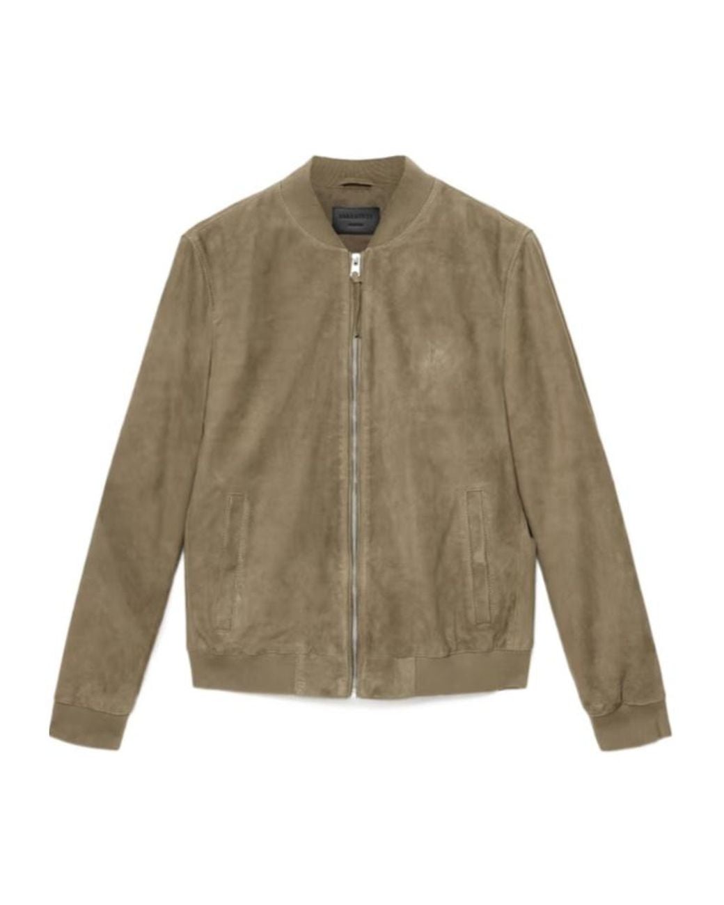 AllSaints Green Long-Sleeved Suede Bomber Jacket for men