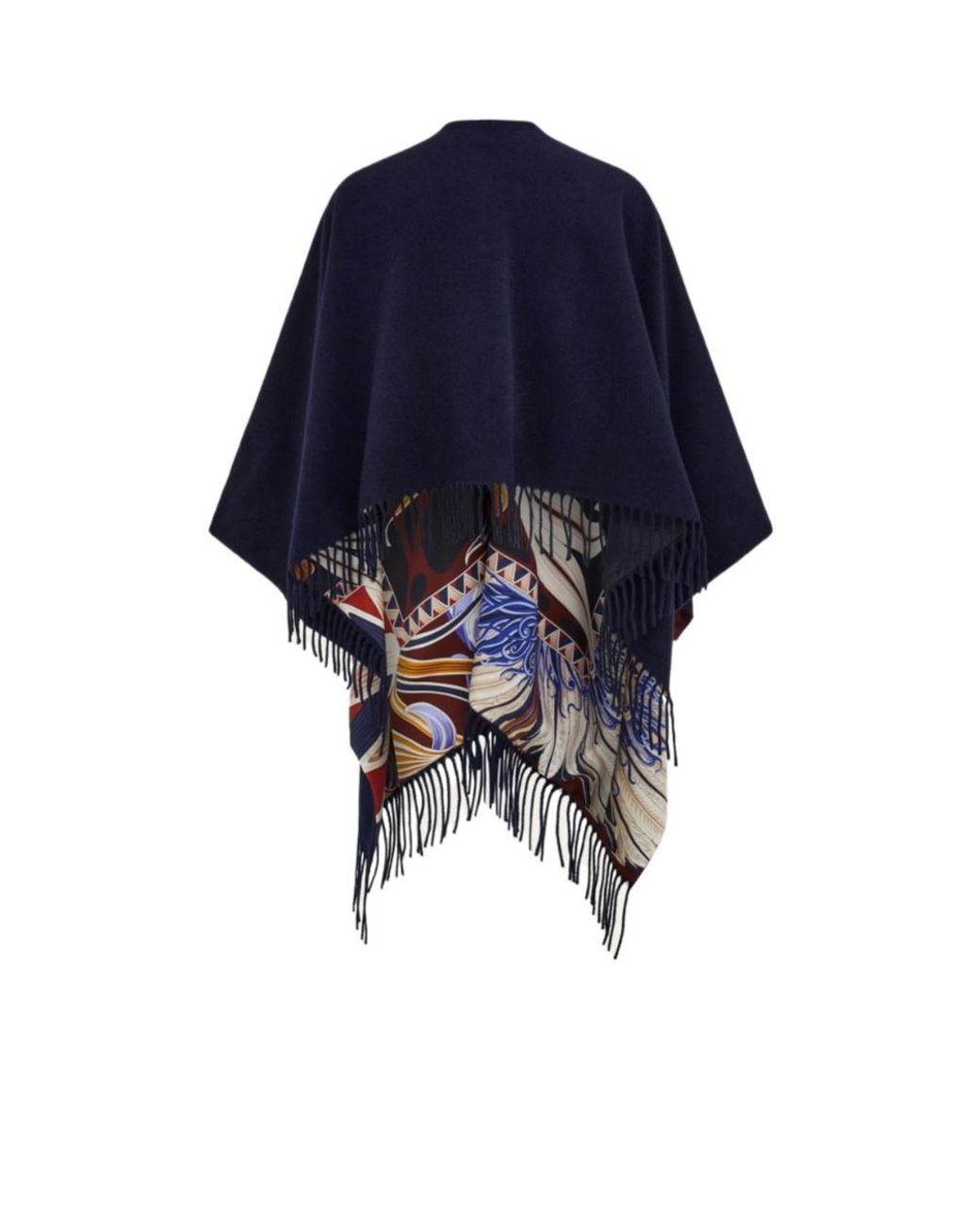 Ferragamo Blue Cashmere And Silk Reversible Cape