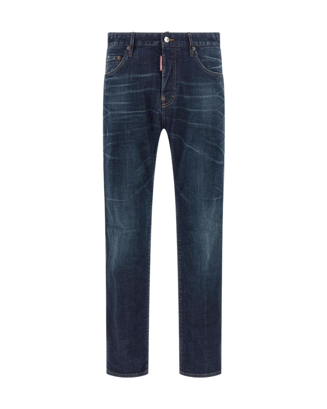 DSquared² Blue Logo Patch Straight Leg Jeans for men