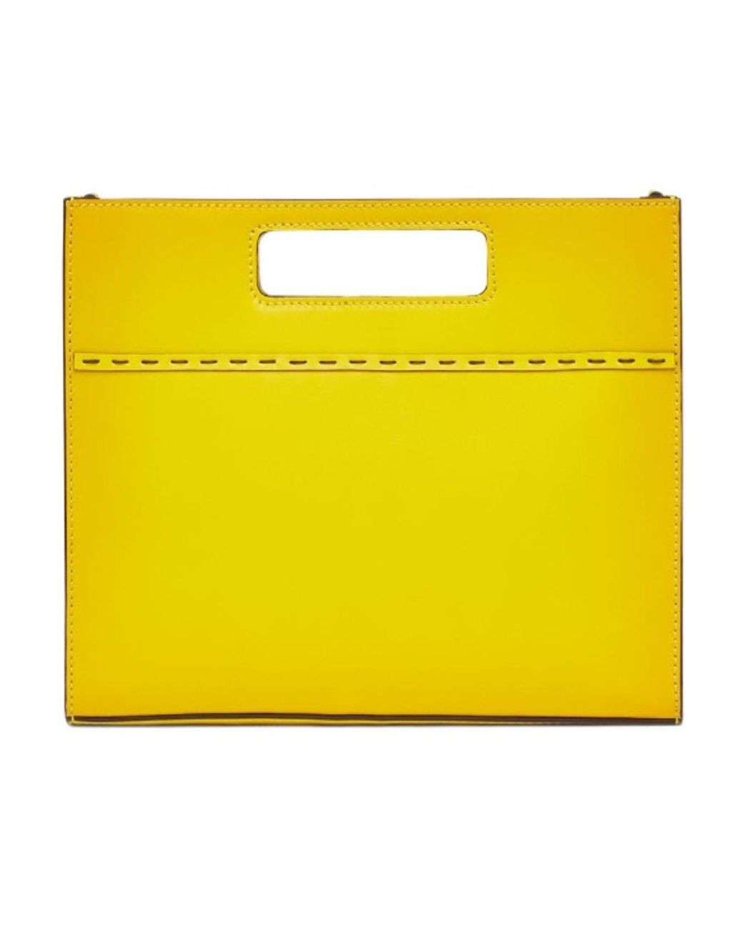 Fendi Yellow Logo Debossed Mini Shopper Bag for men