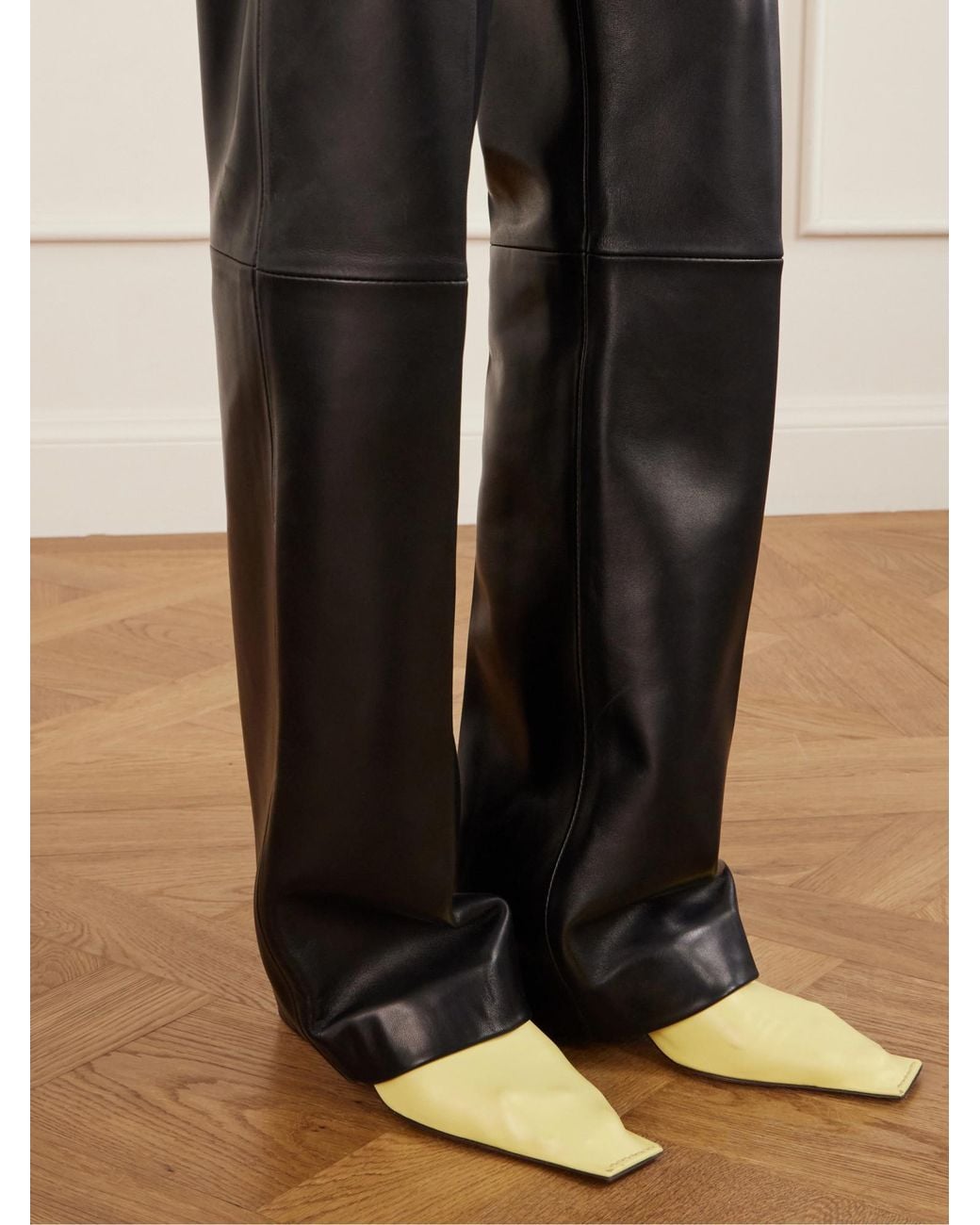 Khaite Black Leather Trousers