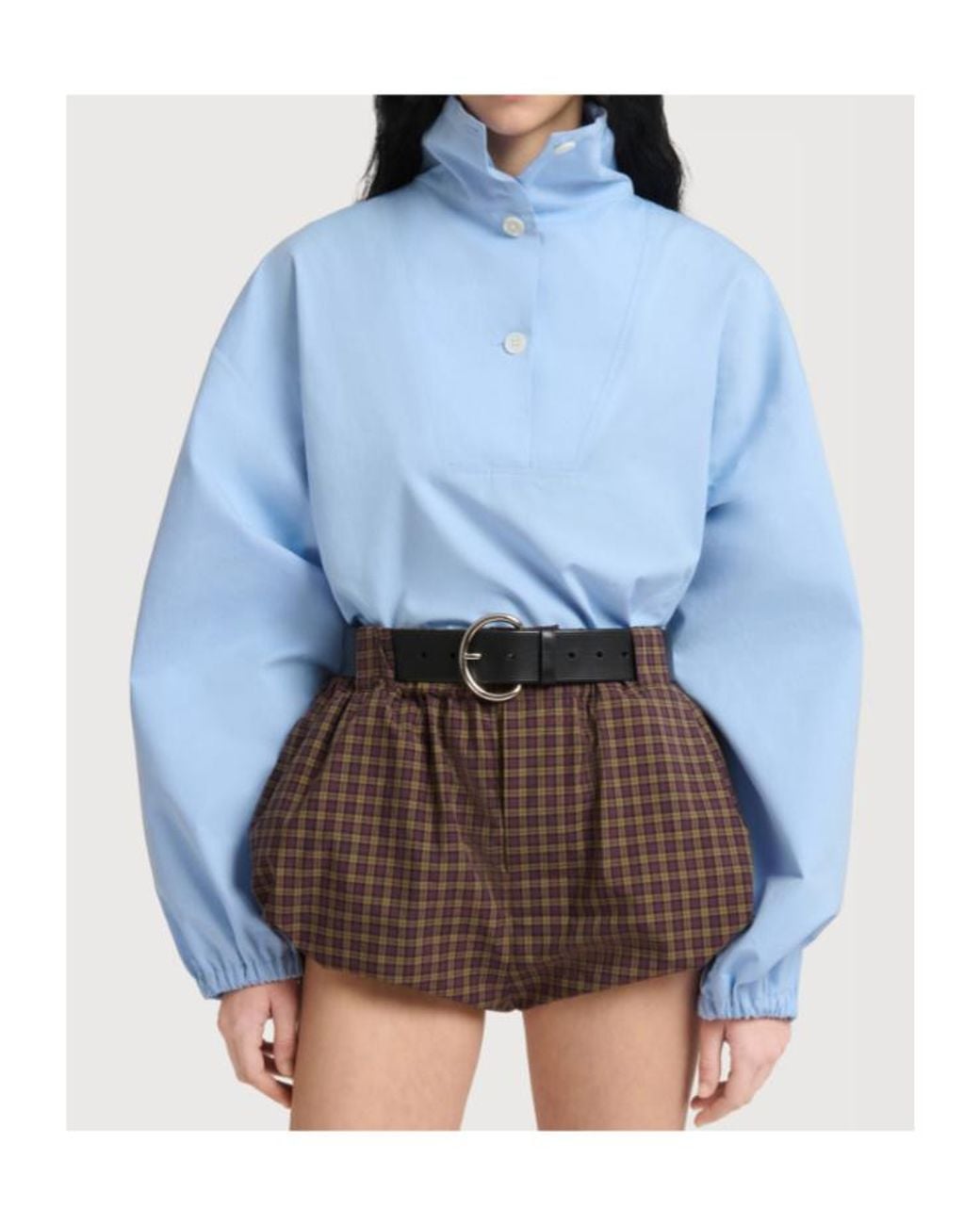 Marni Blue High-Neck Drawstring Top