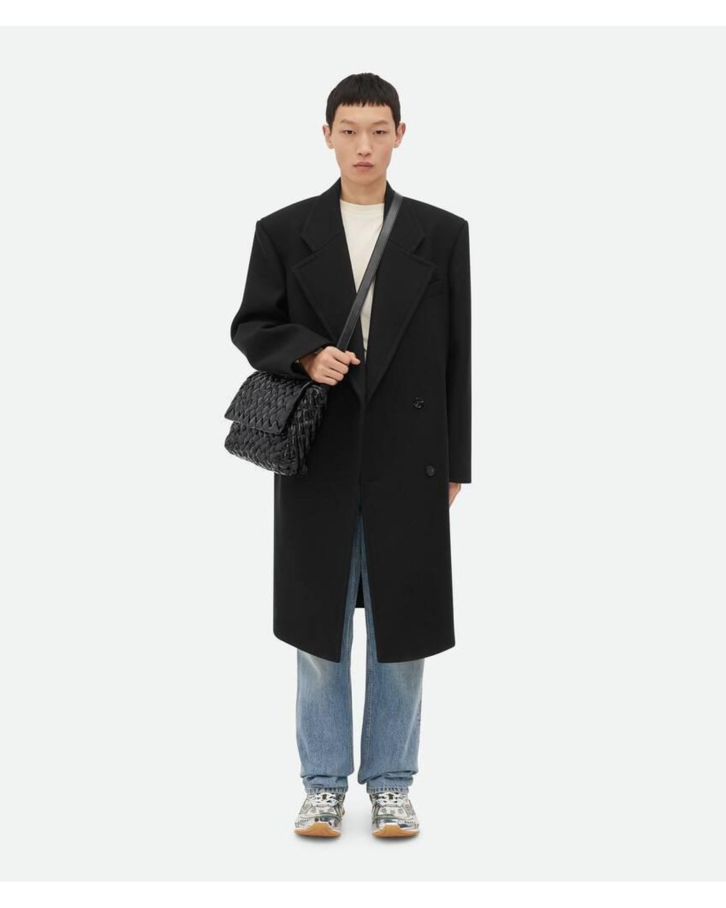 Bottega Veneta Black Rumple Messenger for men