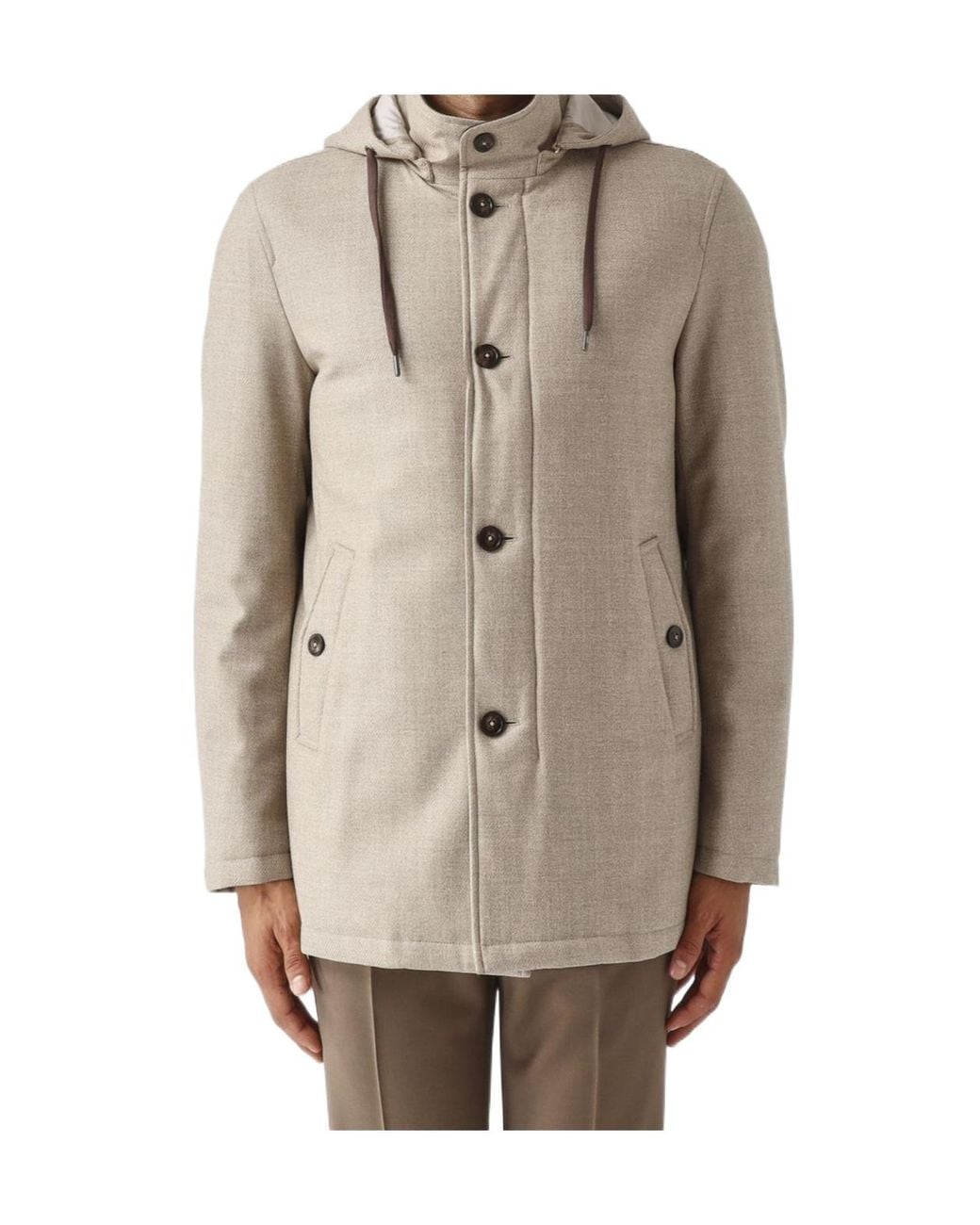 Herno Natural Long-Sleeved Hooded Padded Jacket for men