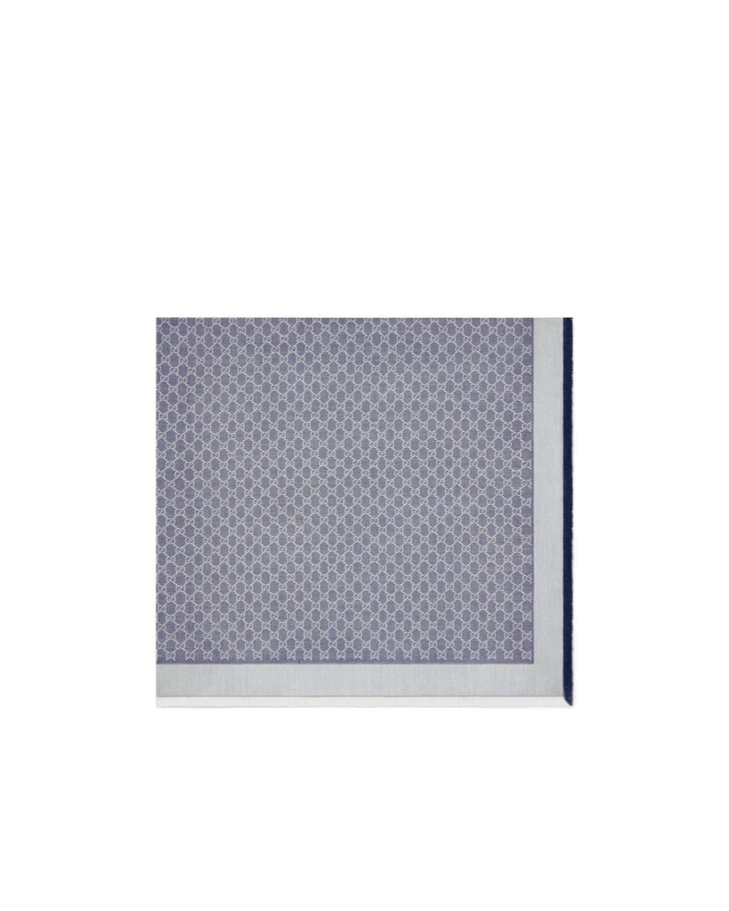 Gucci Blue Gg Silk Wool Shawl