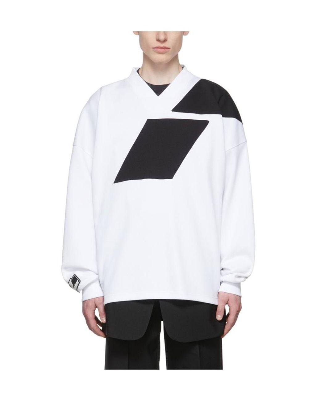 we11done White V-Neck Color-Block Long-Sleeve T-Shirt for men
