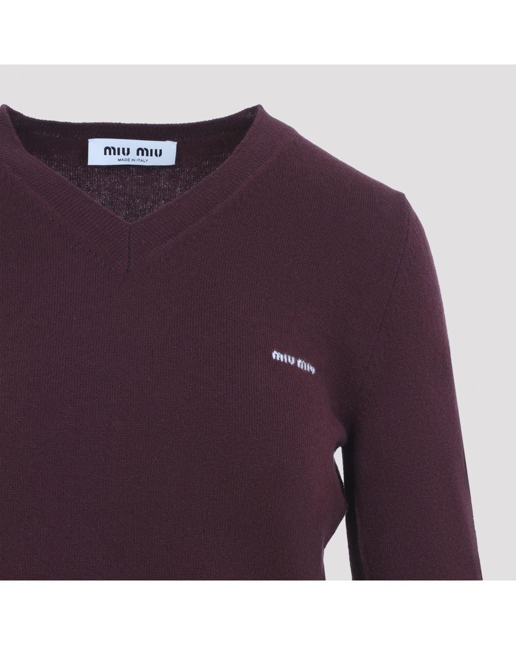 Miu Miu Red V-Neck Wool Cardigan