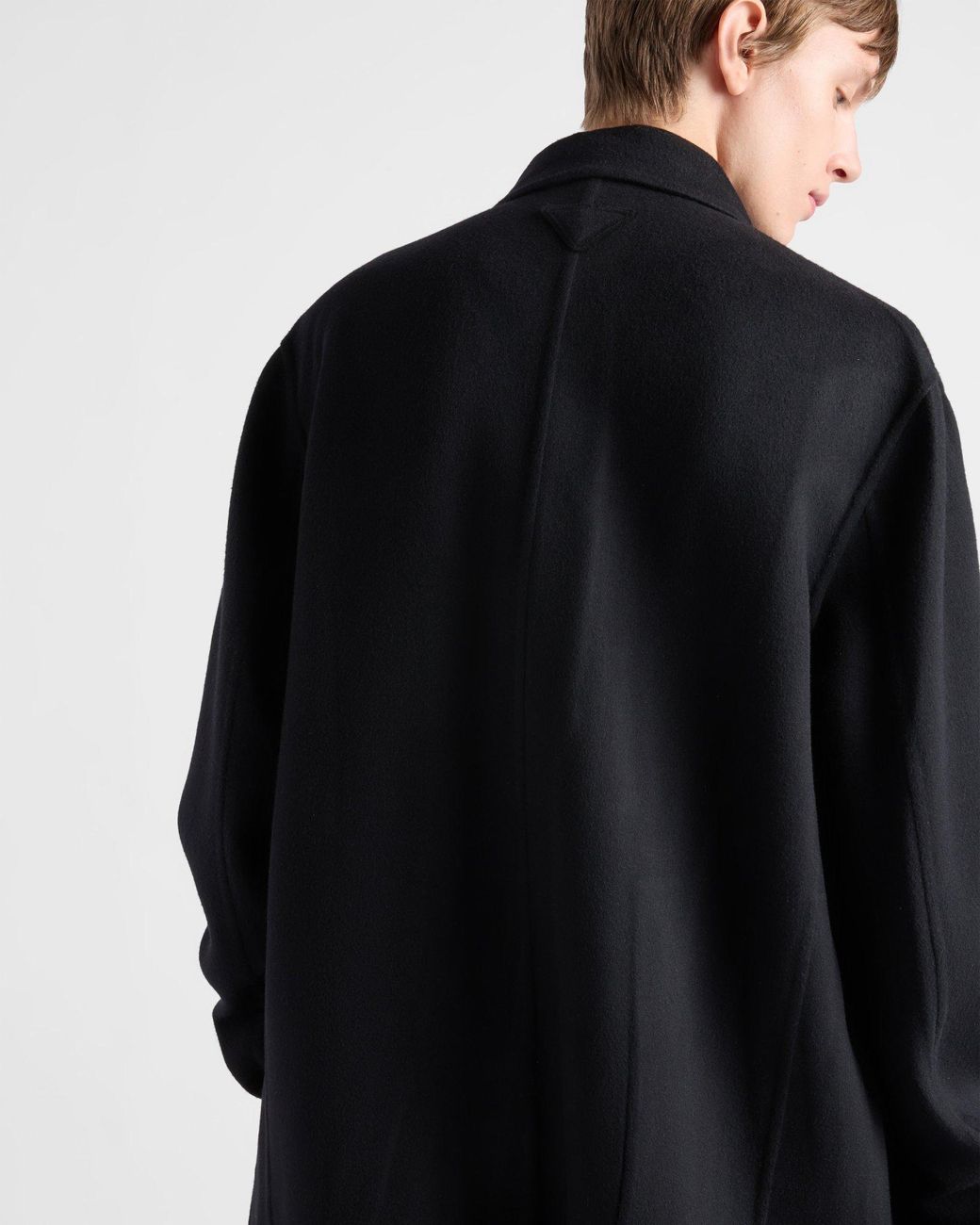 Prada Black Long Sleeved Straight Hem Overcoat for men
