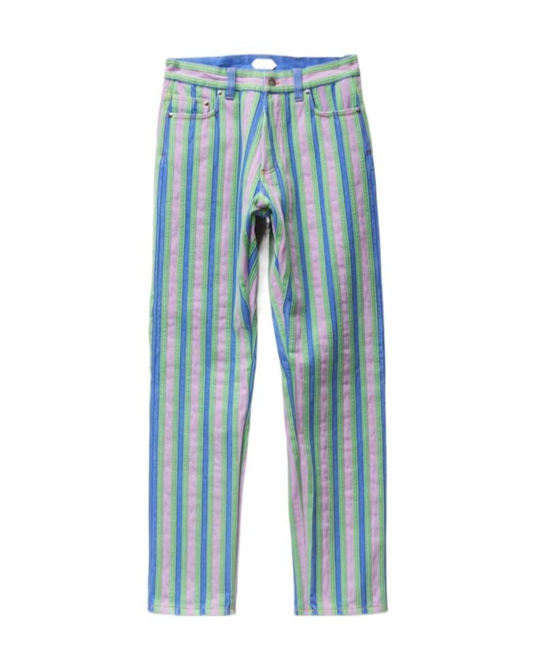 Versace Blue Striped Straight-Leg Jeans