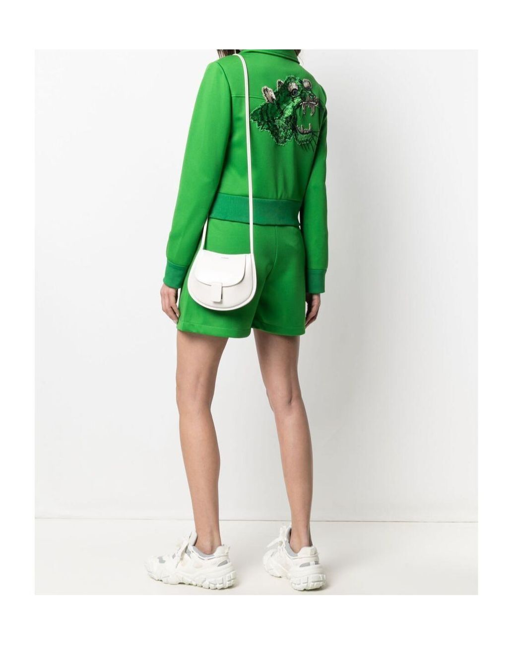 Gucci Green Tiger Embroidery Technical Jersey Jacket