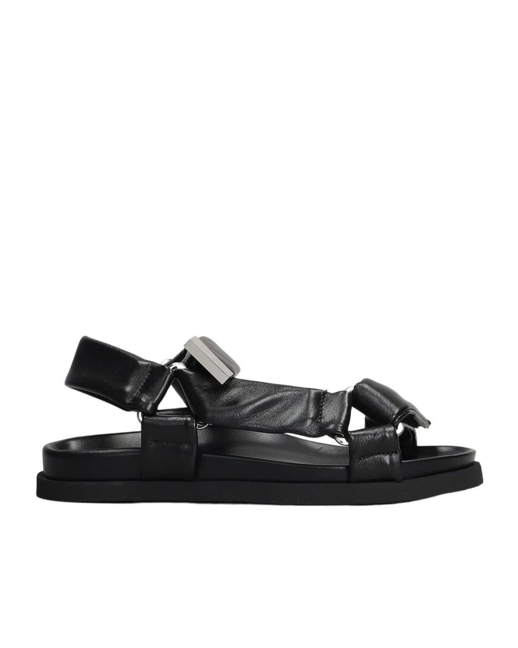 The Attico Black Salinas Leather Flat Sandals