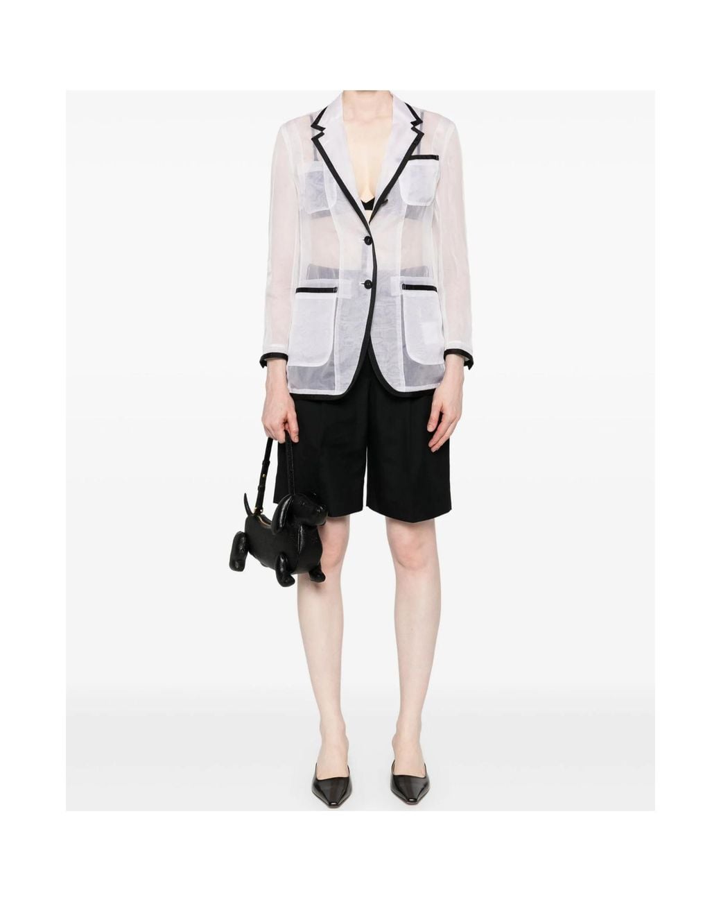 Thom Browne White Semi-Sheer Organza Blazer