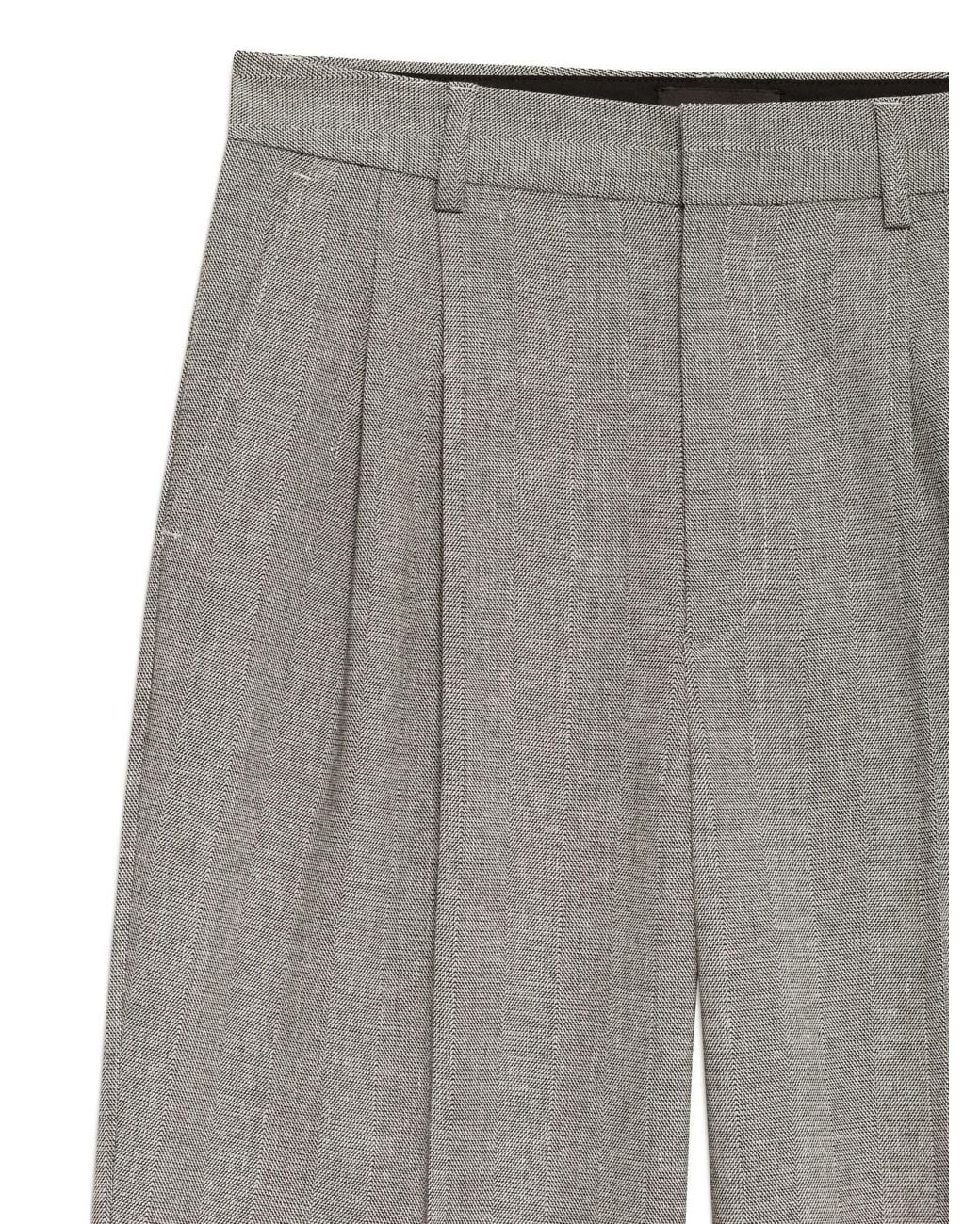 Anine Bing Gray Mid Rise Belen Herringbone Trousers