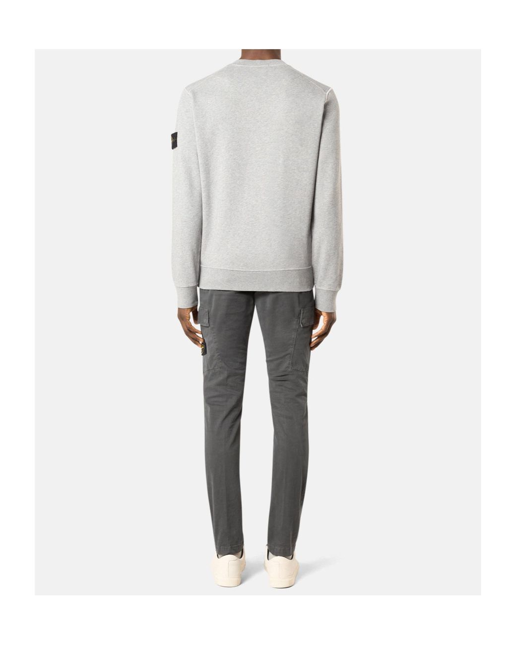 Stone Island White Compass Patch Crewneck Sweatshirt for men