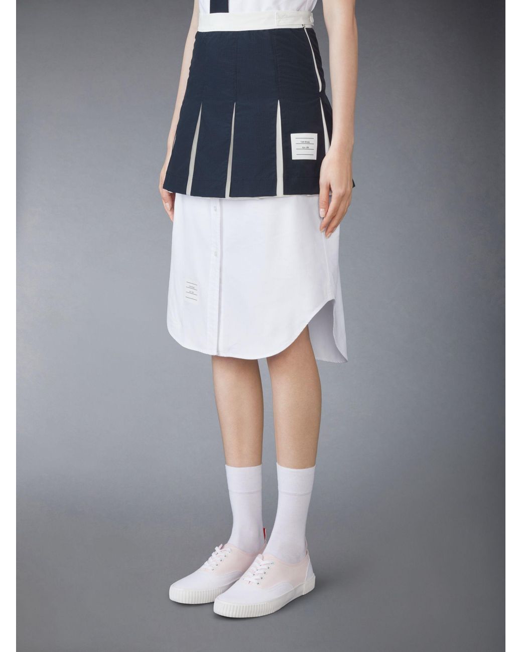 Thom Browne Blue Pleated Ripstop Miniskirt