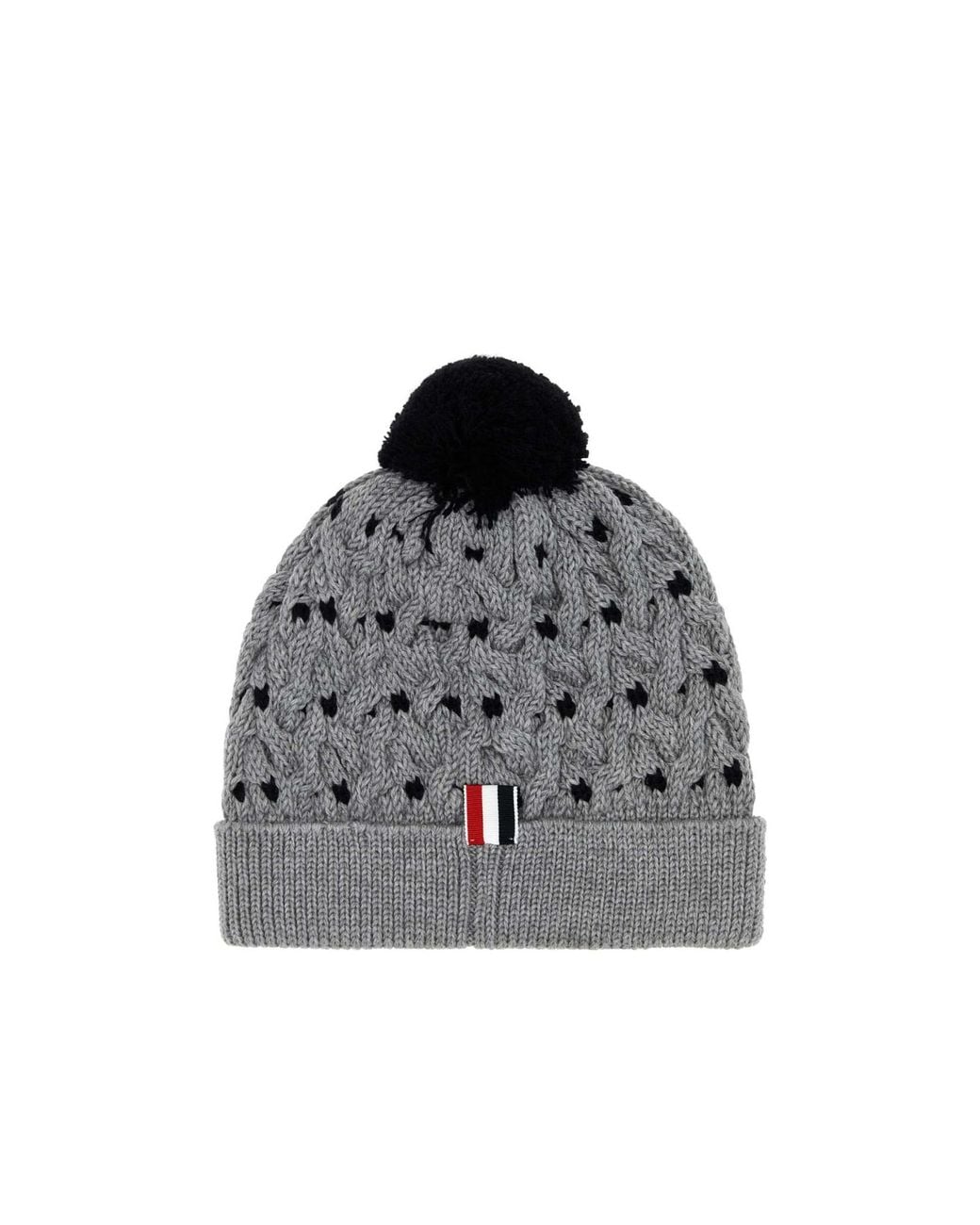 Thom Browne Black Cable Beanie for men