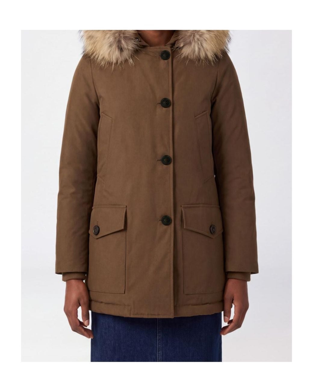 Woolrich Brown Arctic Fur-Trim Down Jacket