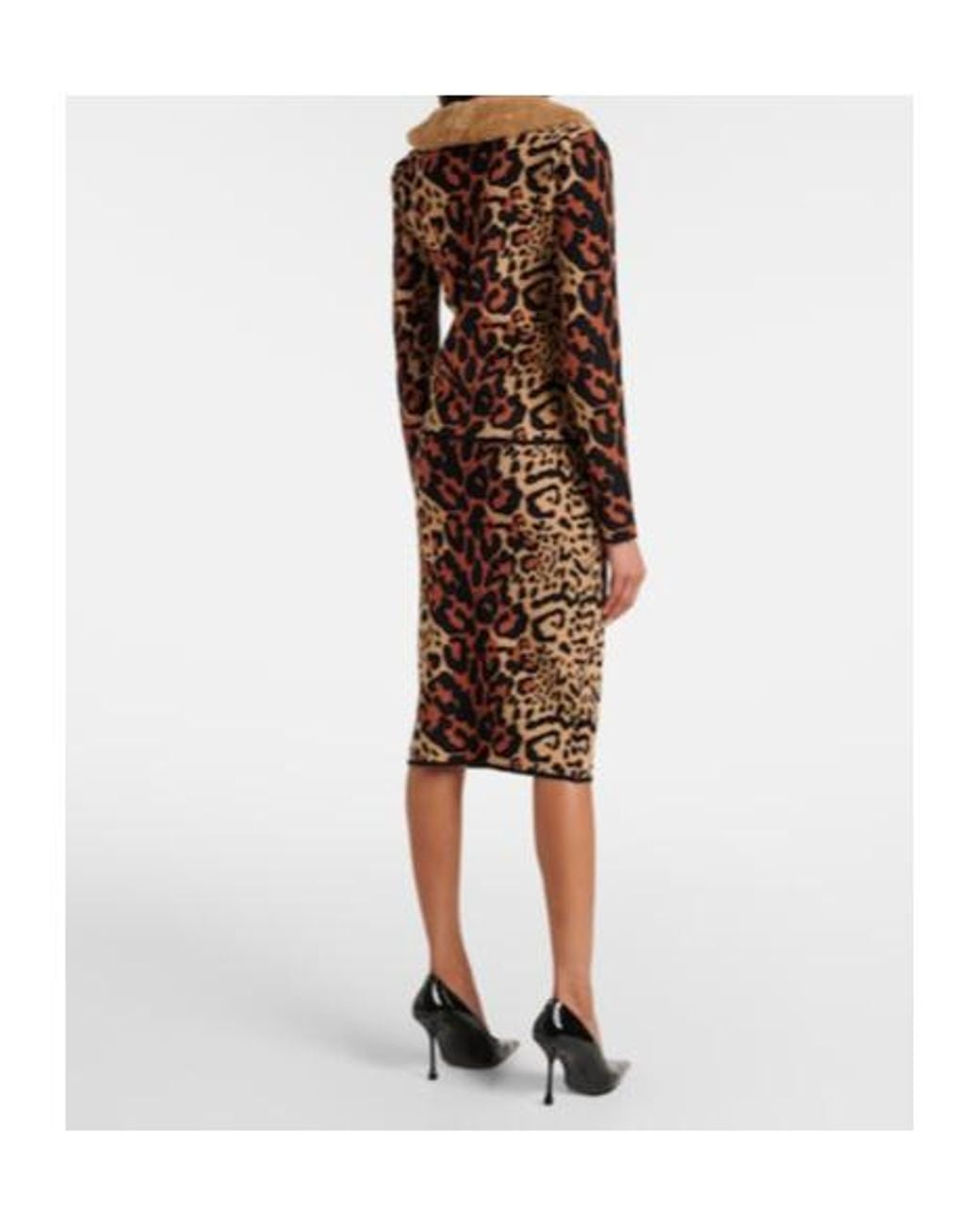 Blumarine Brown Leopard-Print Jacquard Cardigan