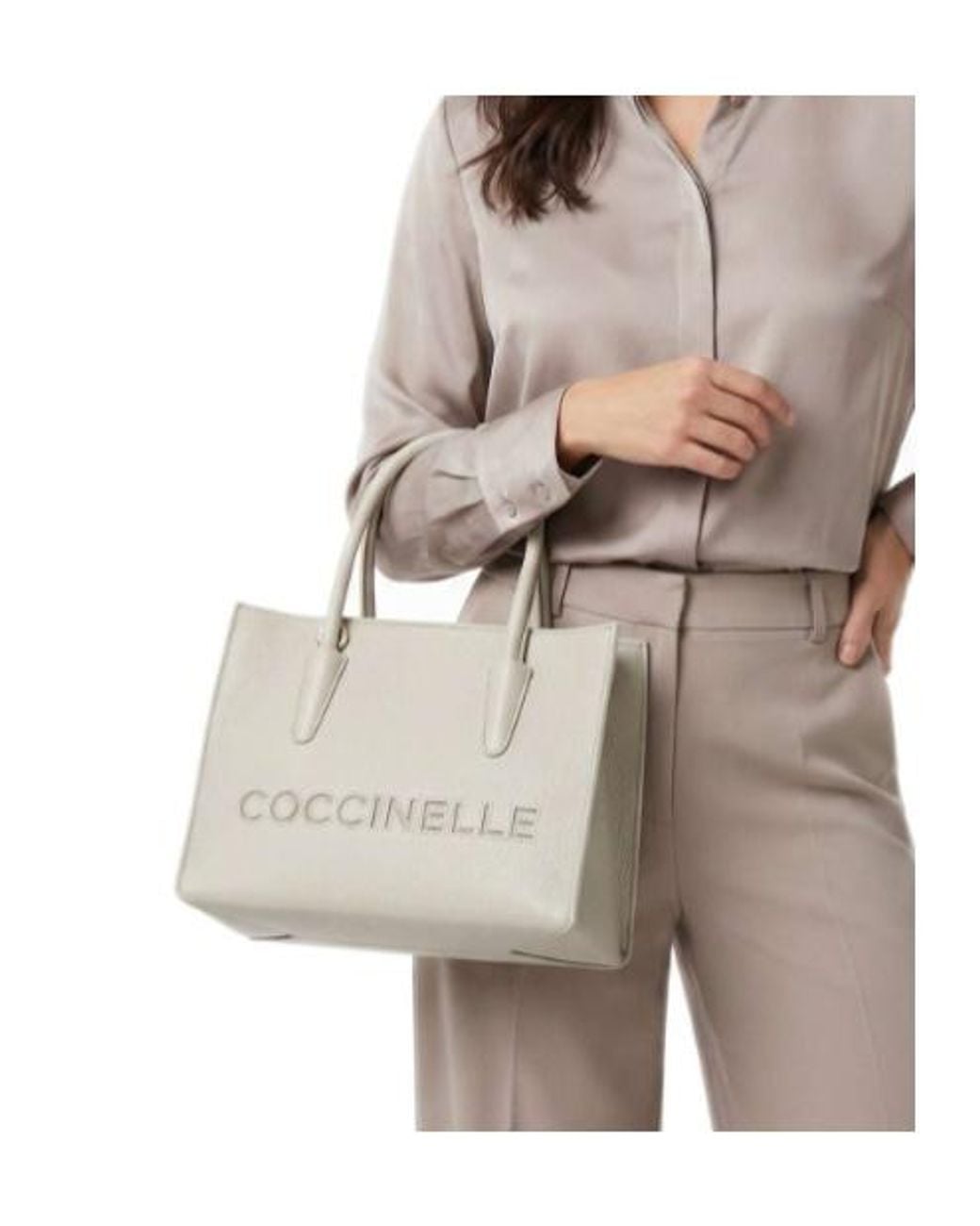 Coccinelle Natural Embossed Logo Tote Bag