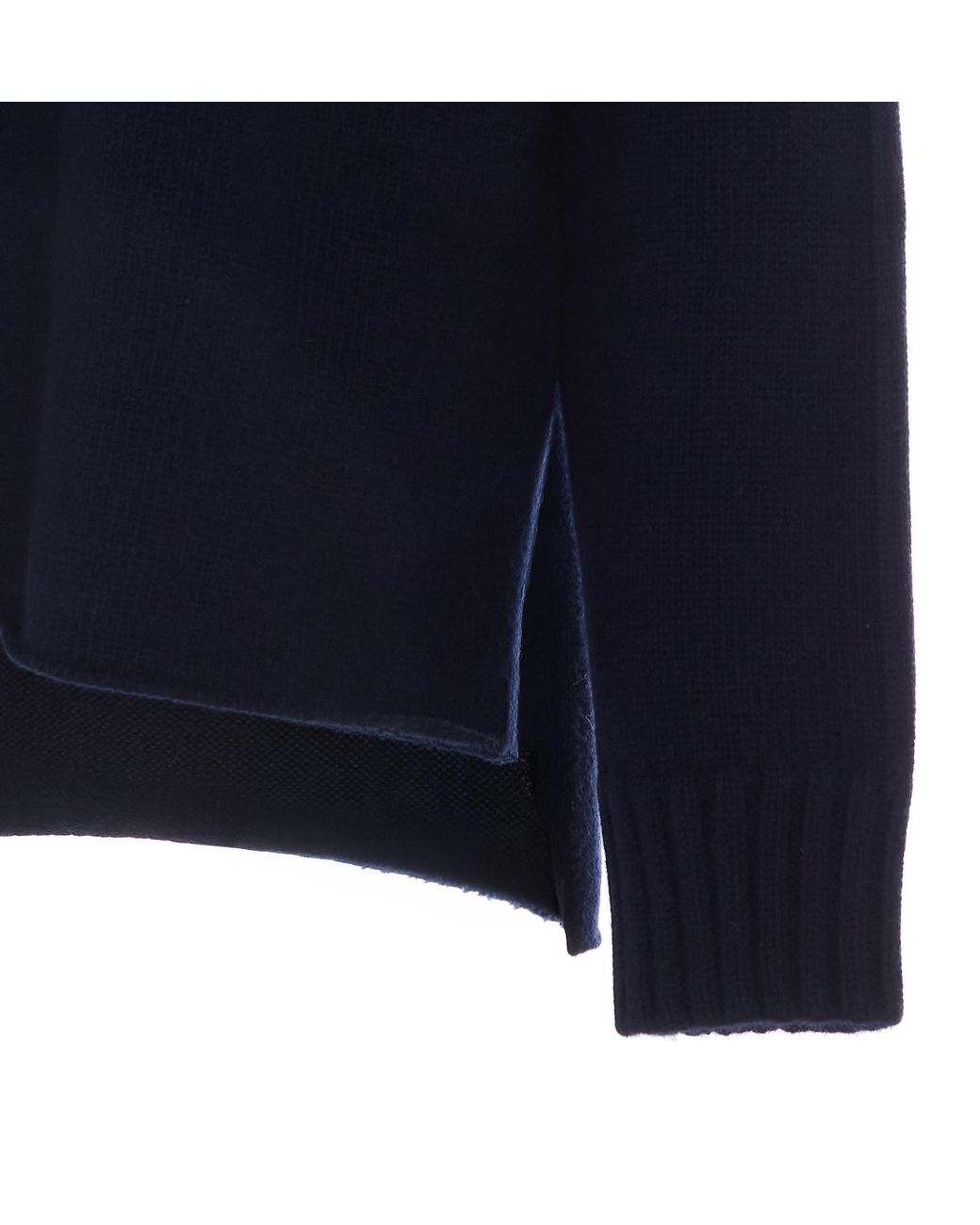 Bottega Veneta Blue High Neck Split Hem Knitted Sweater