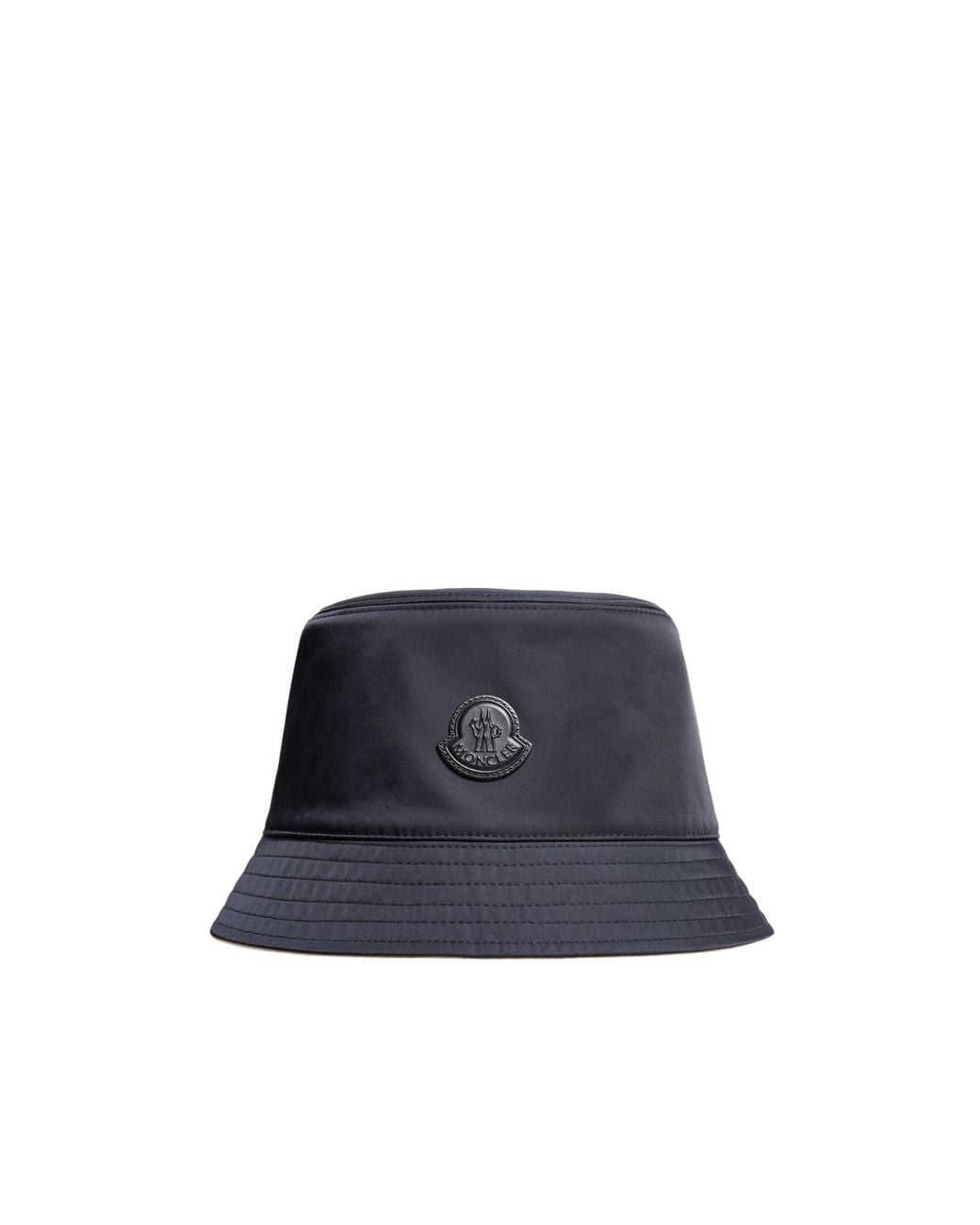 Moncler Blue Leather Logo Gabardine Bucket Hat