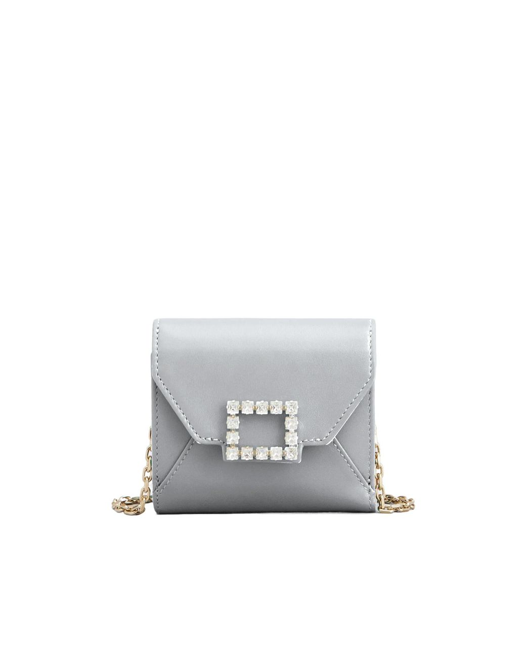 Roger Vivier White Gem-Embellished Chain Wallet