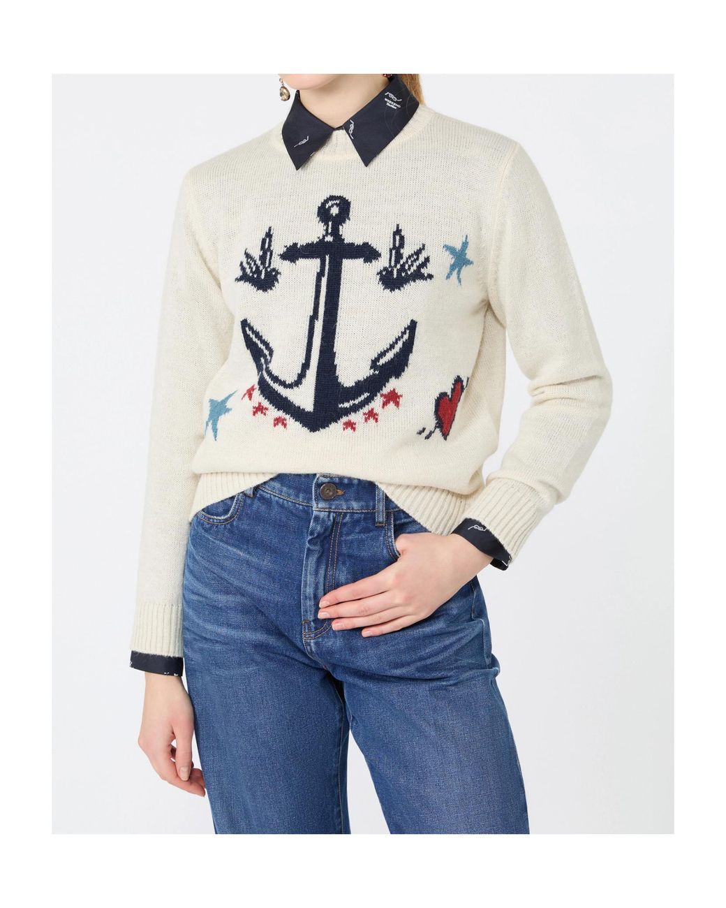 Weekend by Maxmara White Wkdnitra Motif Intarsia Knitted Jumper