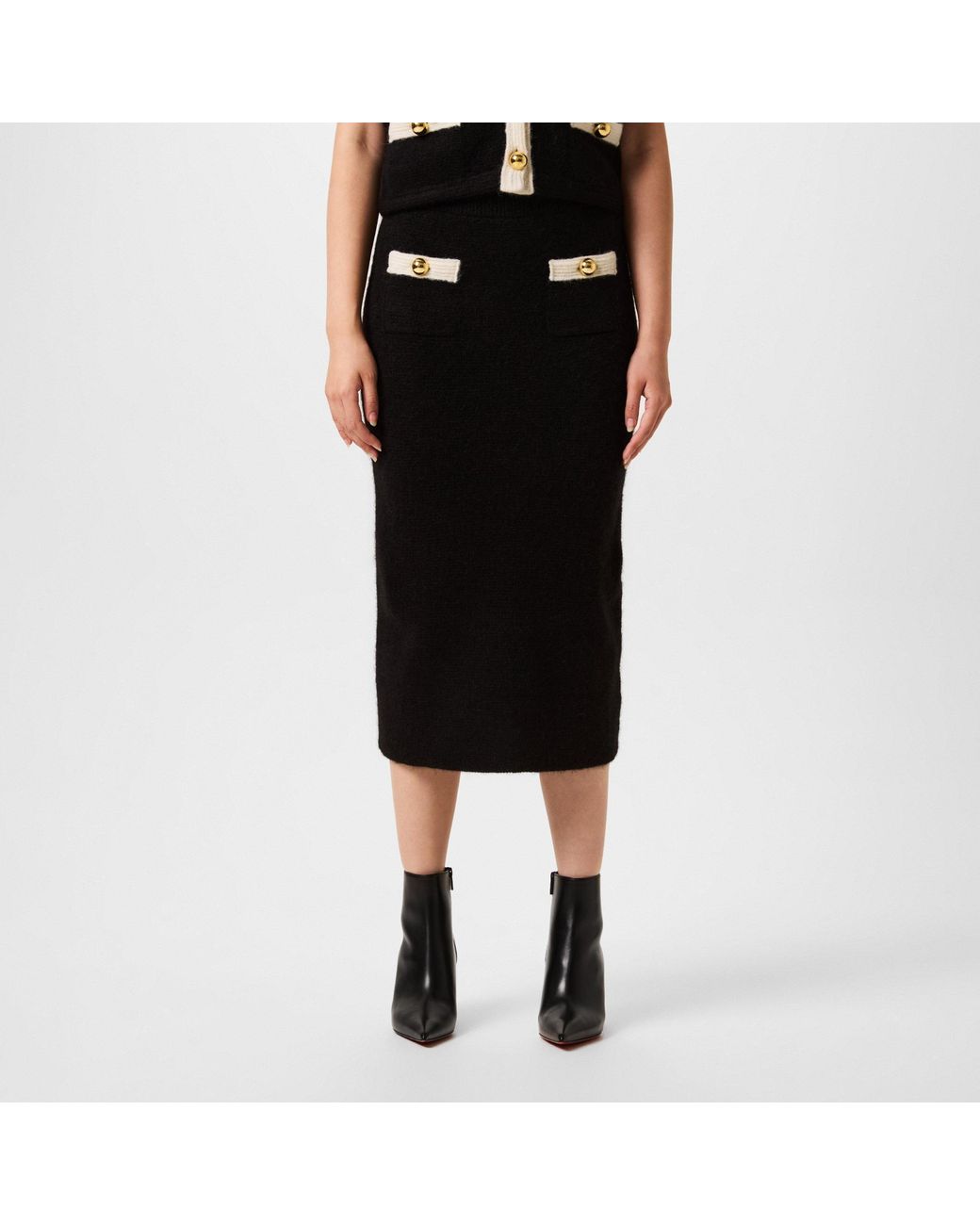 Alessandra Rich Black Knit Midi Skirt