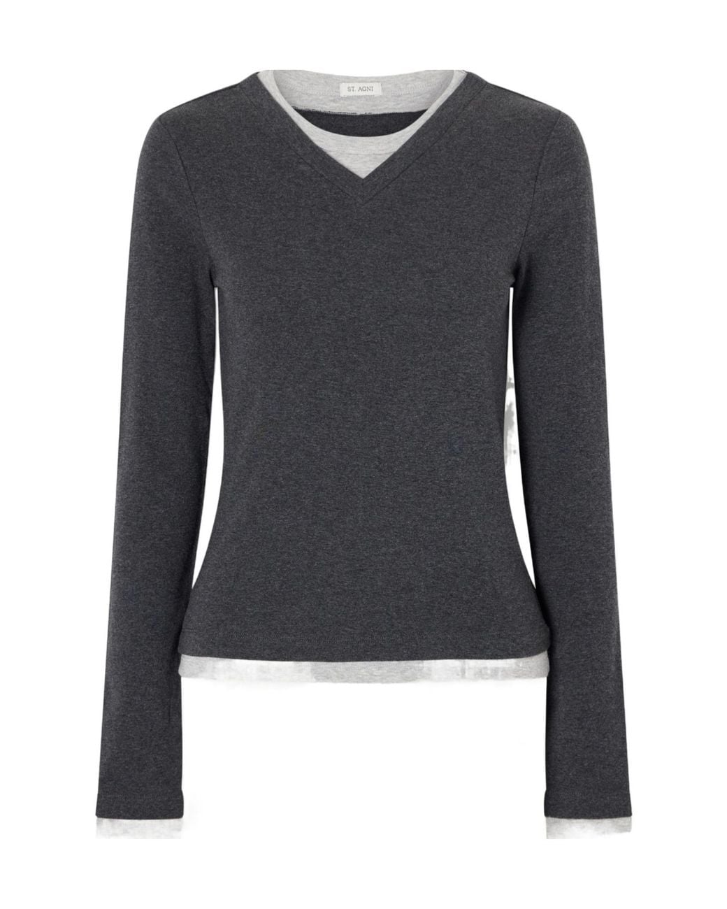 St. Agni Blue Crew Neck Long-Sleeve T-Shirt