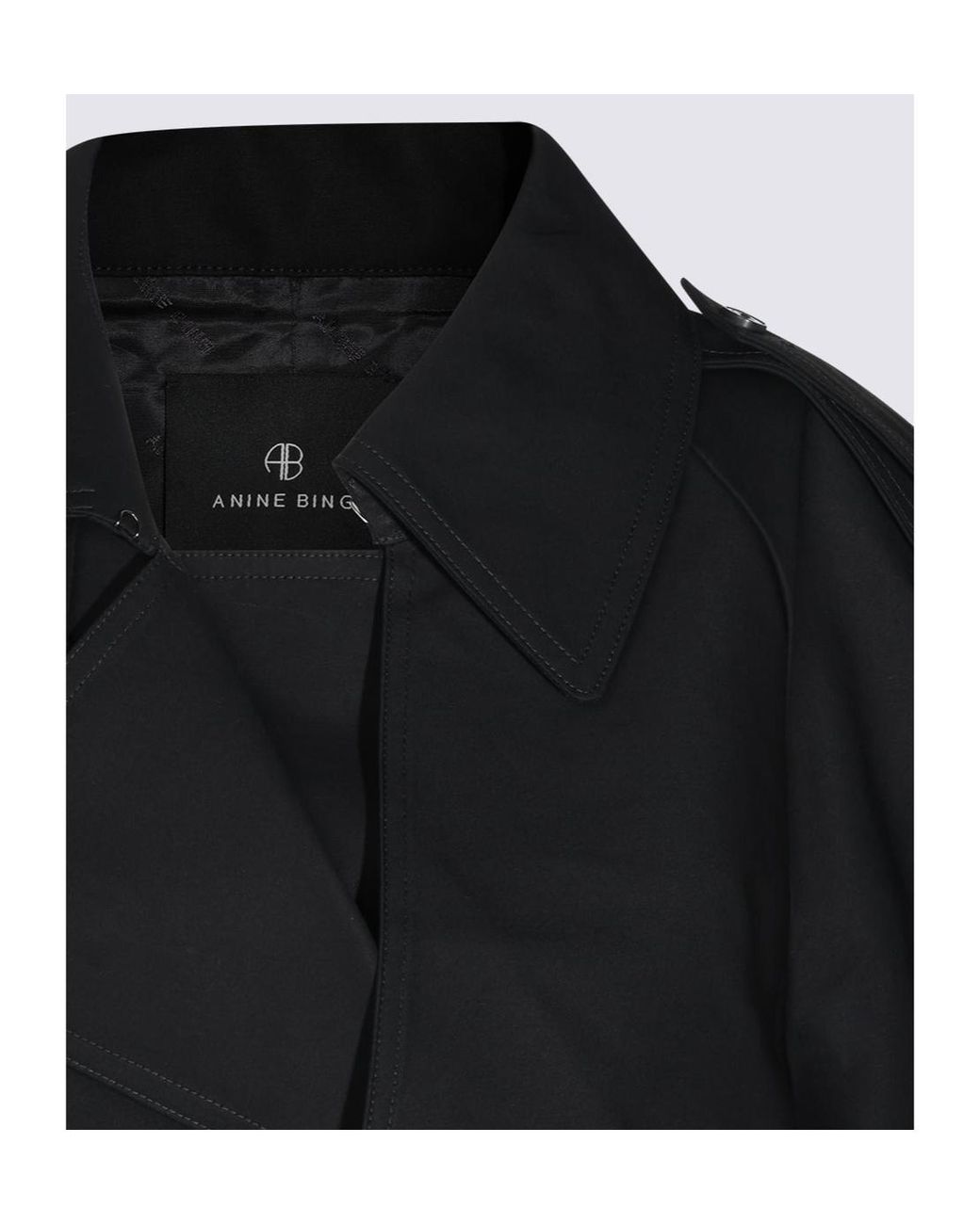 Anine Bing Black Pascale Double-Breasted Trench Coat