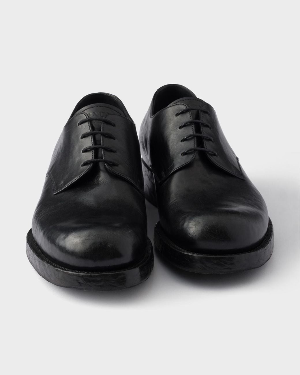 Prada Black Polished Derby Shoes for men